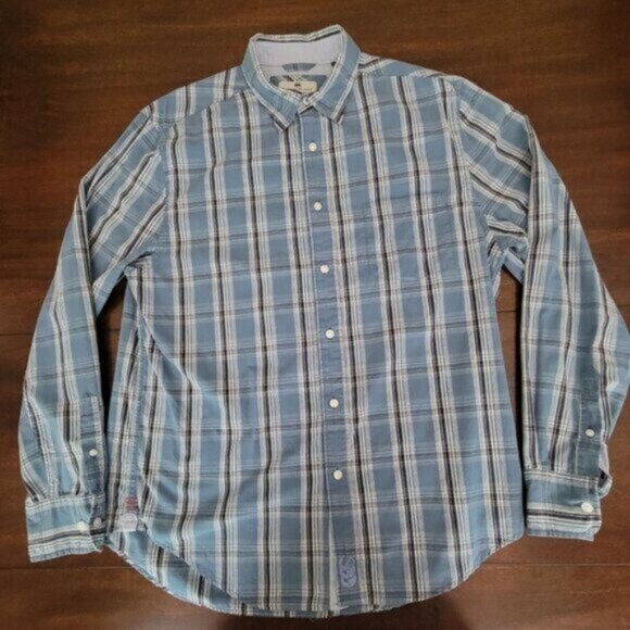 Canterbury of New Zealand Plaid Button Down Shirt Blue Black Long Sleeve Size L - Picture 1 of 12